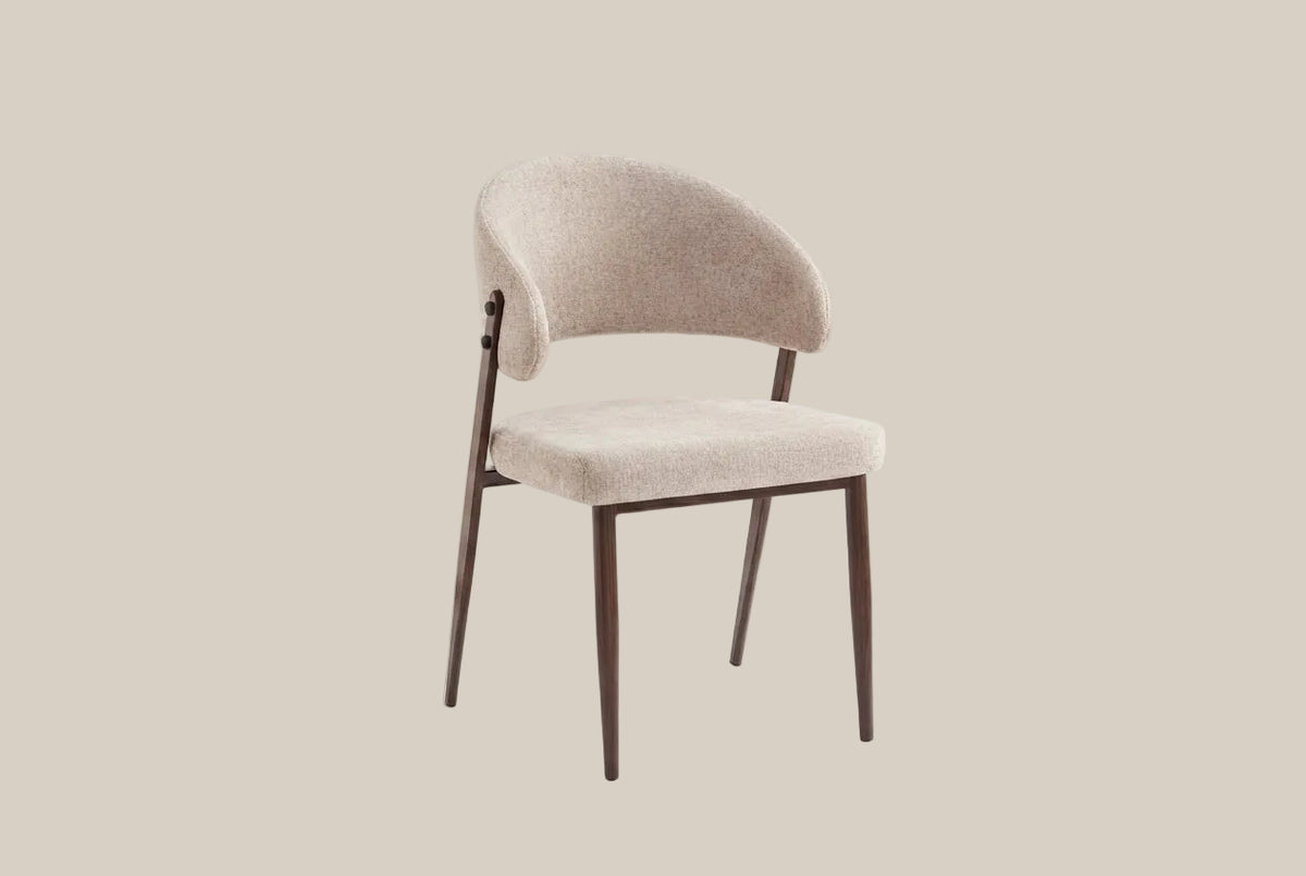 Winford — Chaise en tissu marbella marron glacé, piètement effet noyer — vue 2