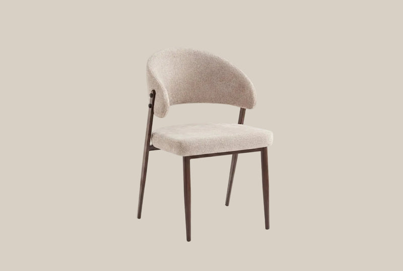 Winford — Chaise en tissu marbella marron glacé, piètement effet noyer