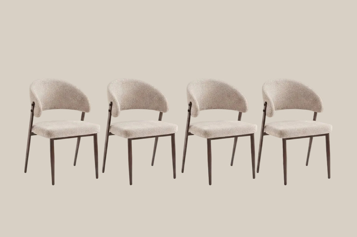 Winford — Chaise en tissu marbella marron glacé, piètement effet noyer — vue 5