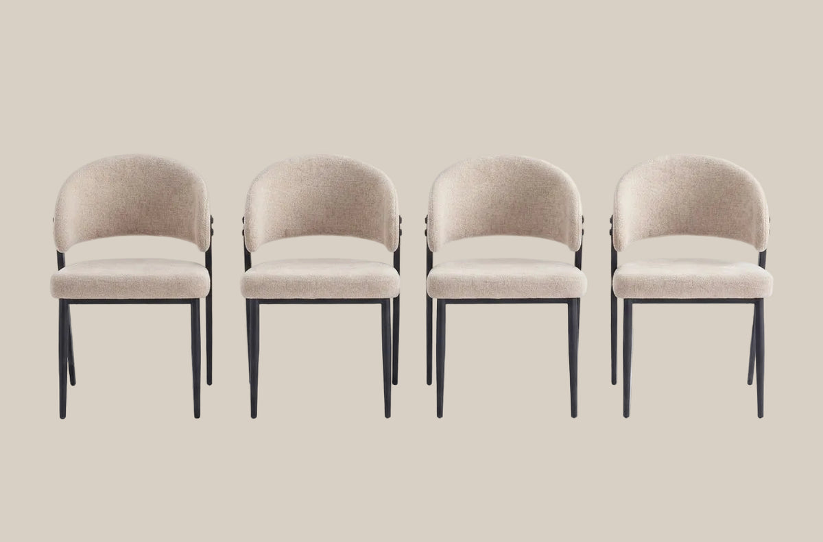 Winford — Chaise en tissu marbella marron glacé, piètement métal noir — vue 5