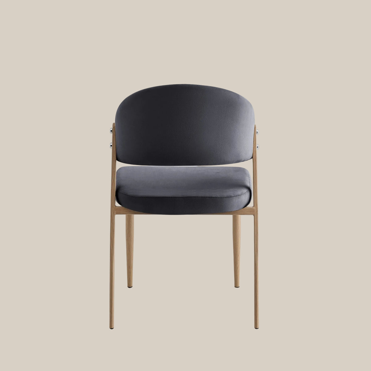 Winford — Chaise en velours anthracite, piètement effet bois — vue 3