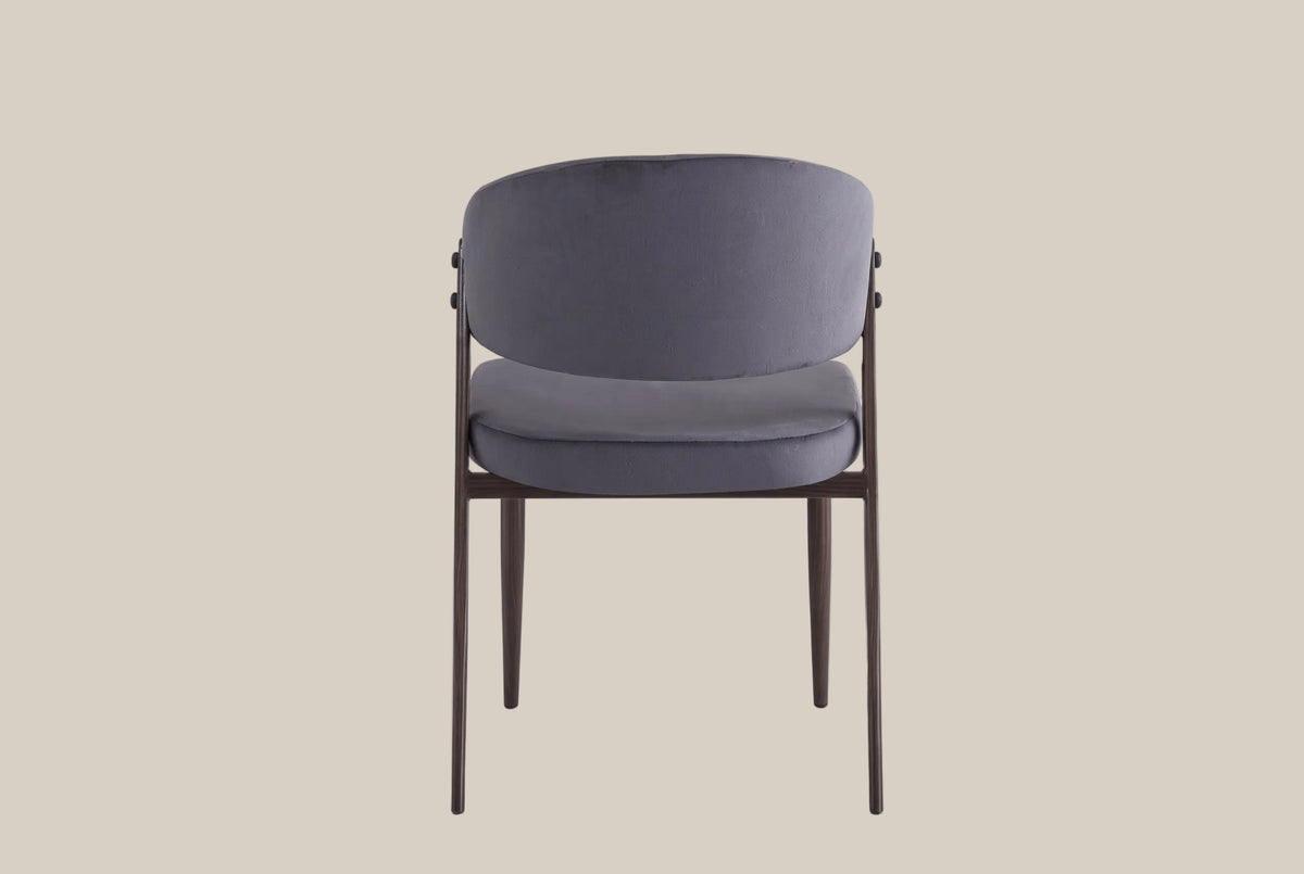 Winford — Chaise en velours anthracite, piètement effet noyer — vue 3