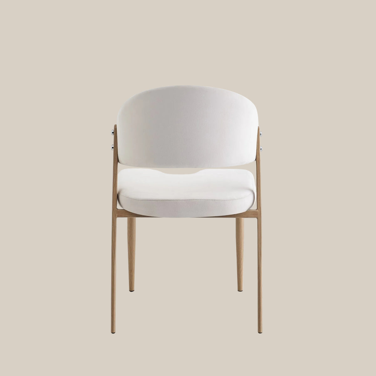 Winford — Chaise en velours beige, piètement effet bois — vue 3