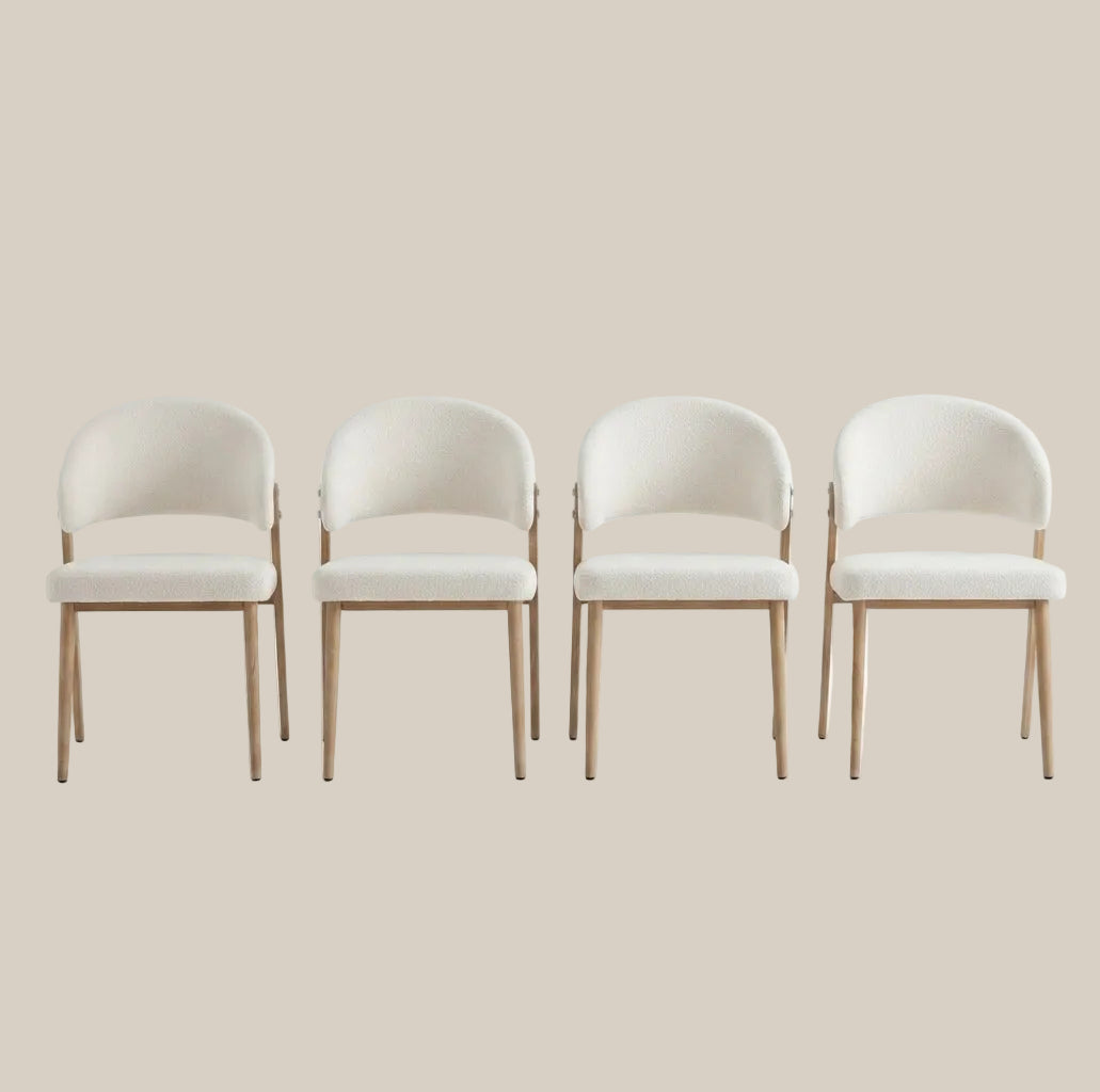 Winford — Chaise en velours beige, piètement effet bois — vue 5
