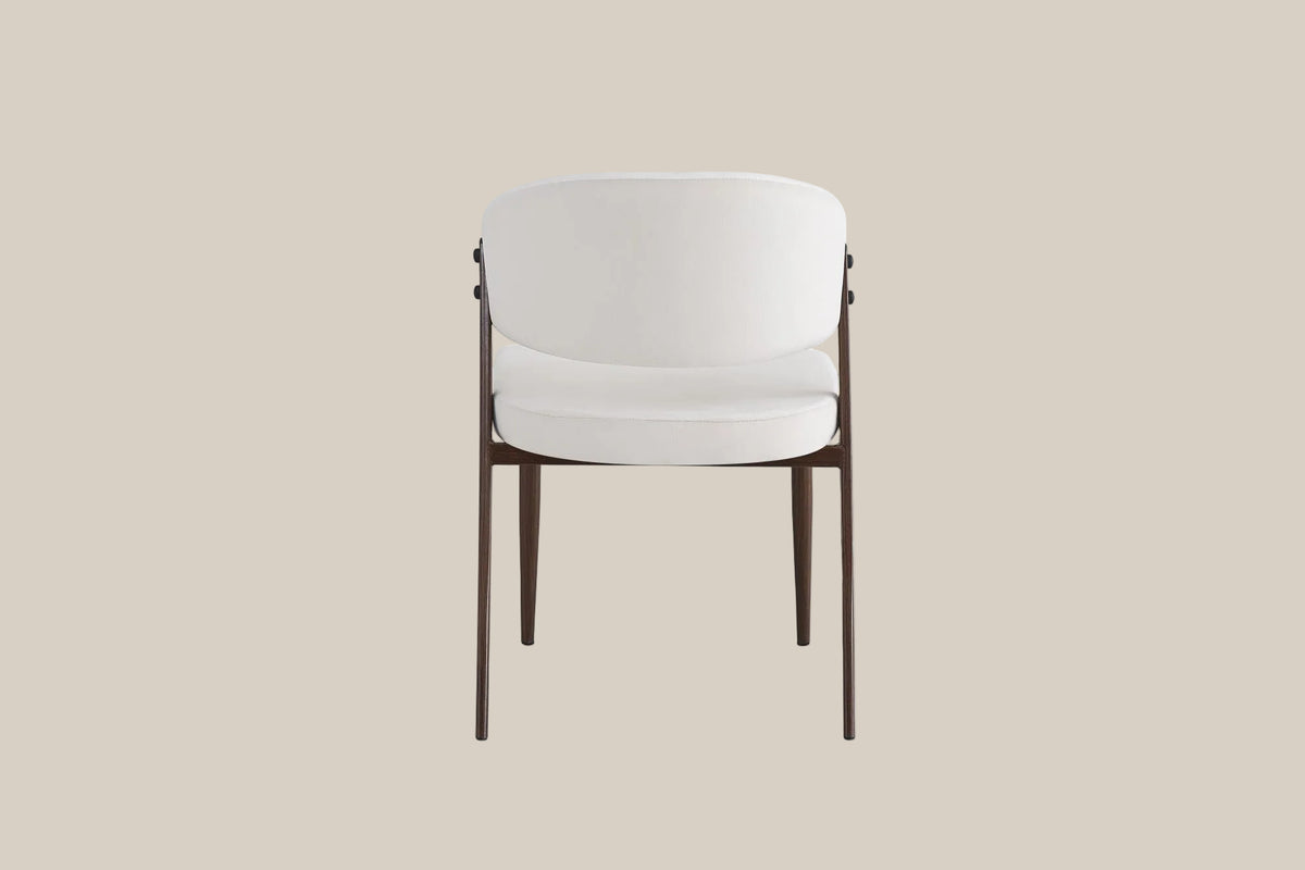 Winford — Chaise en velours beige, piètement effet noyer — vue 3
