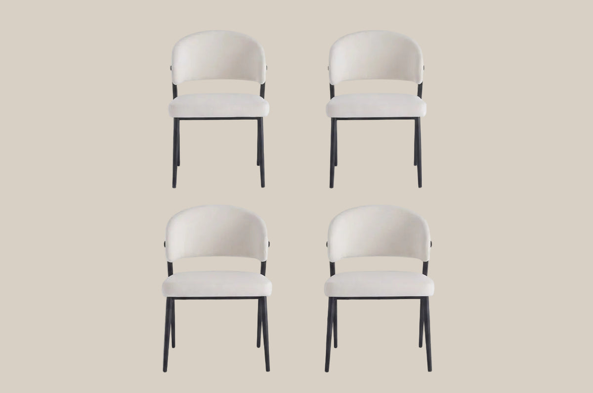 Winford — Chaise en velours beige, piètement métal noir — vue 5
