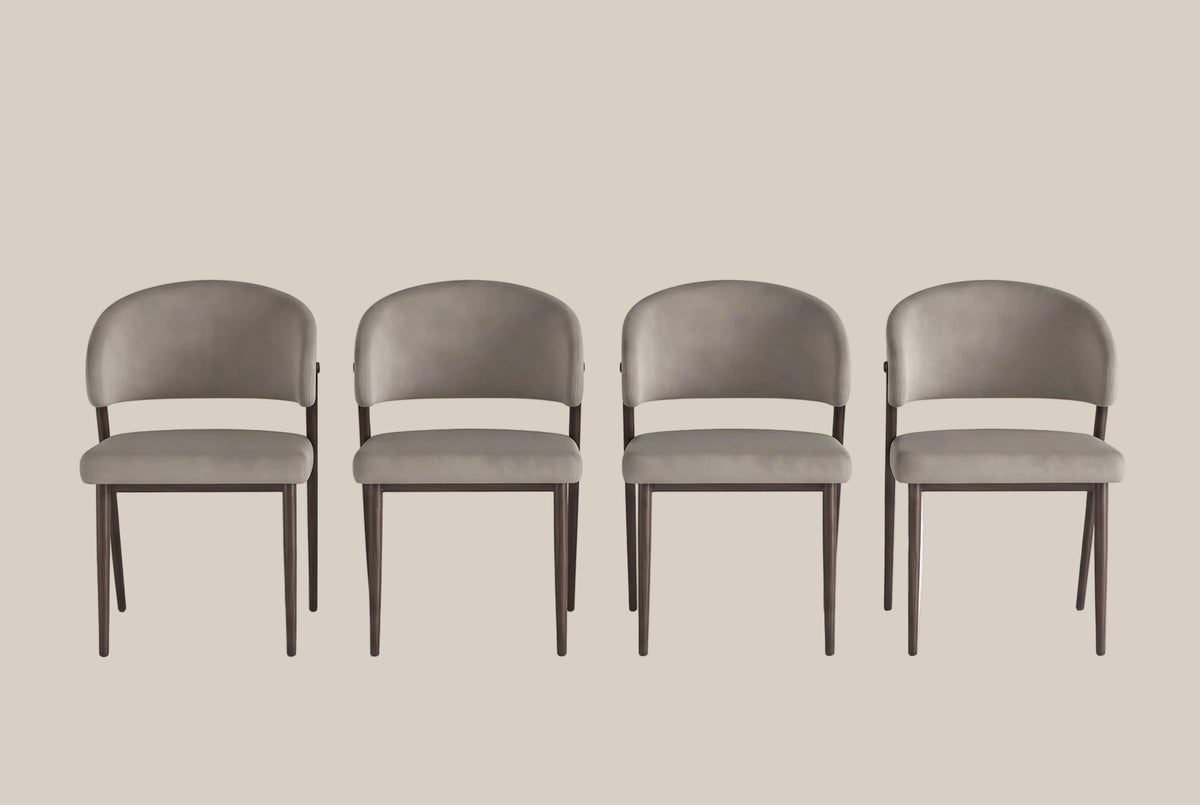 Winford — Chaise en velours taupe, piètement effet noyer — vue 5