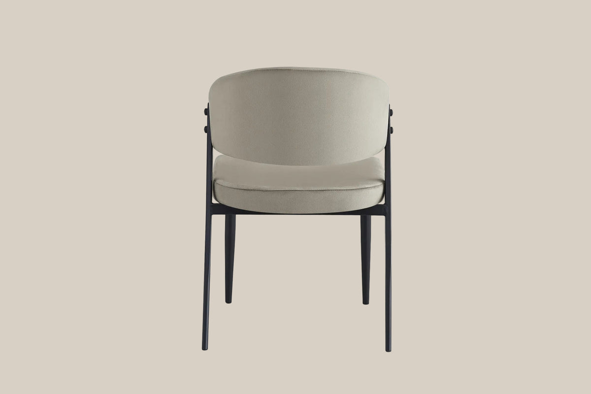 Winford — Chaise en velours taupe, piètement métal noir — vue 3