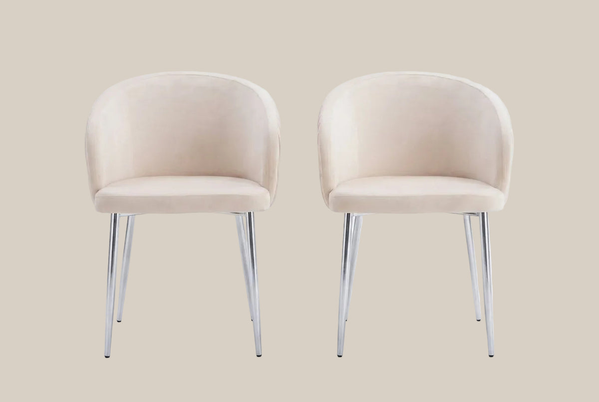 Wolvercote — Chaise avec accoudoirs en simili cuir beige, piètement chromé — vue 4