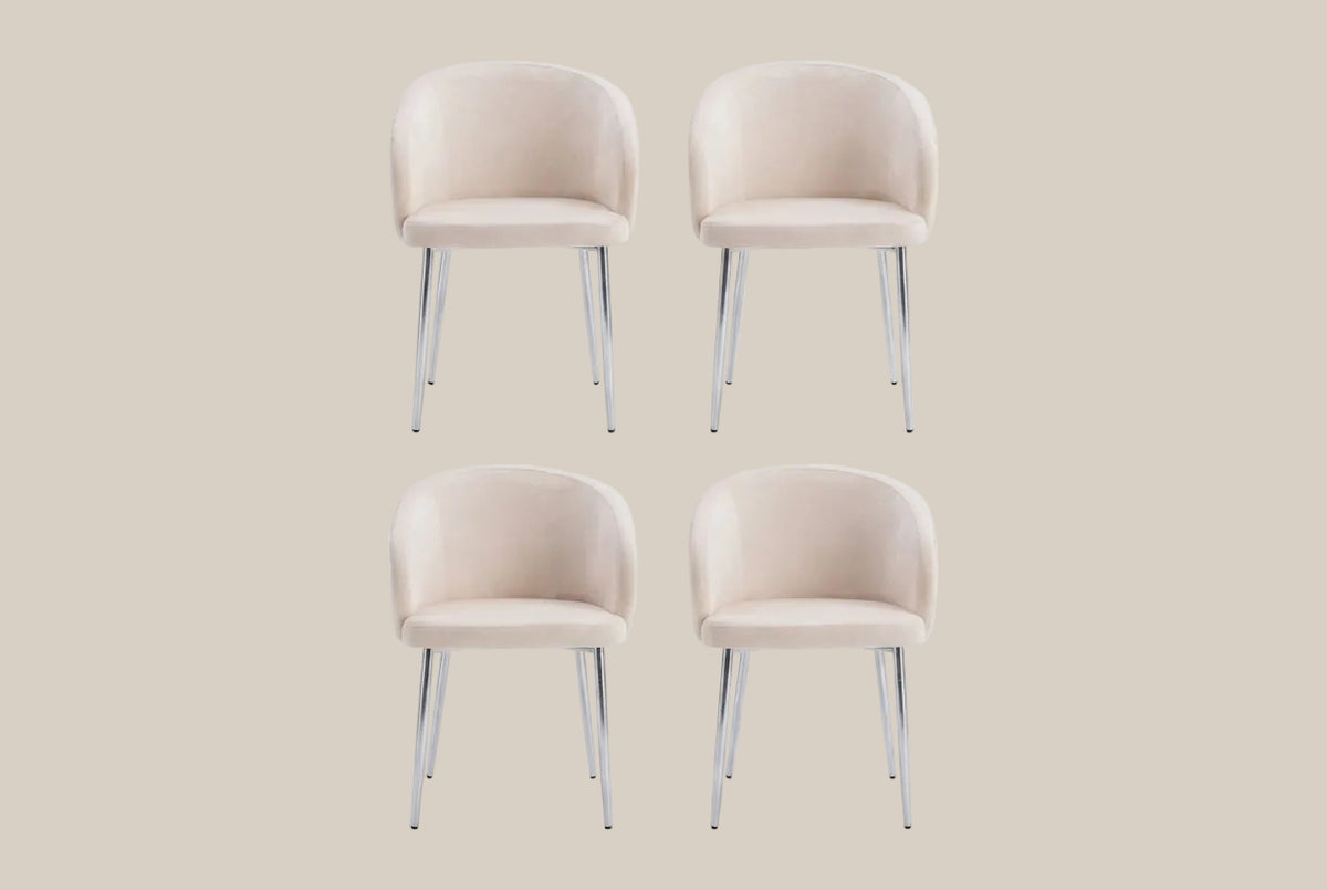 Wolvercote — Chaise avec accoudoirs en simili cuir beige, piètement chromé — vue 5