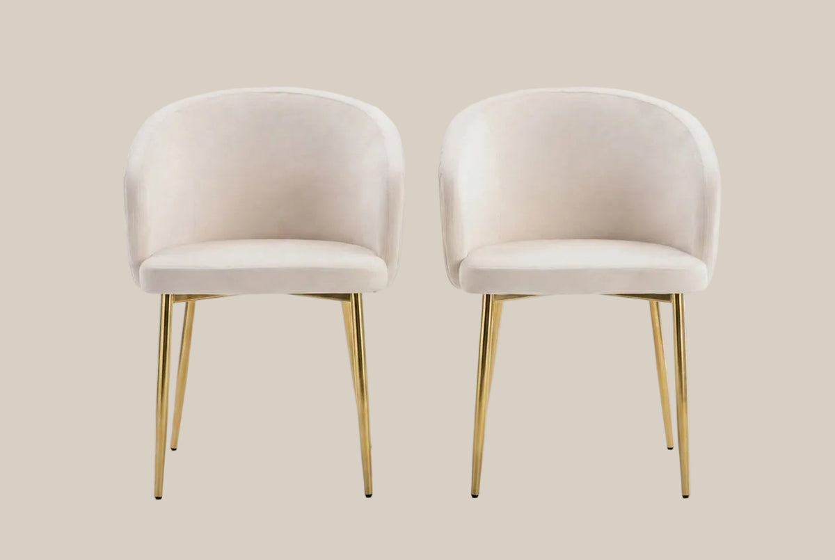 Wolvercote — Chaise avec accoudoirs en simili cuir beige, piètement gold — vue 3