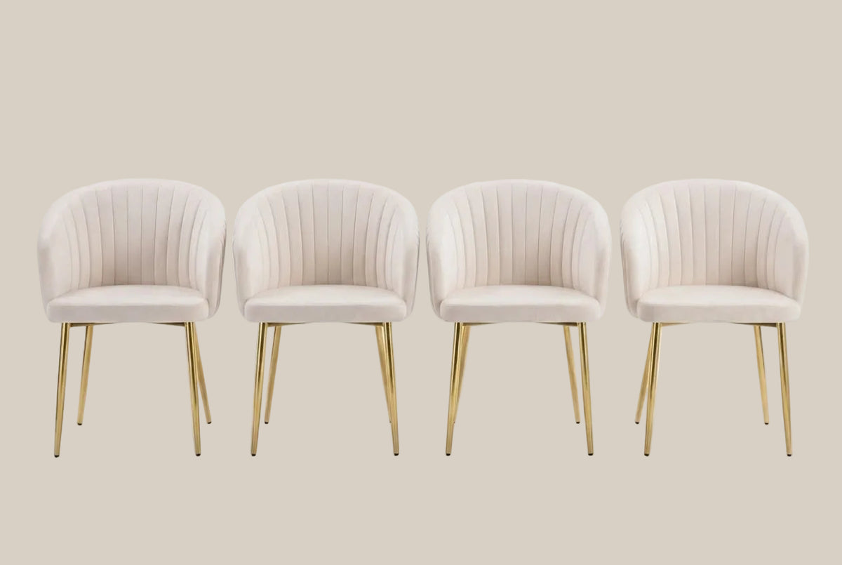 Wolvercote — Chaise avec accoudoirs en simili cuir beige, piètement gold — vue 4
