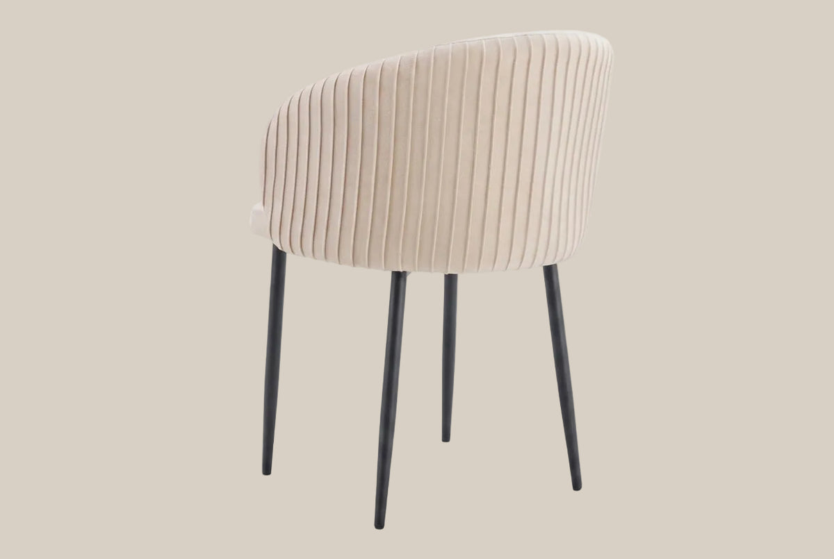 Wolvercote — Chaise avec accoudoirs en simili cuir beige, piètement métal noir — vue 3