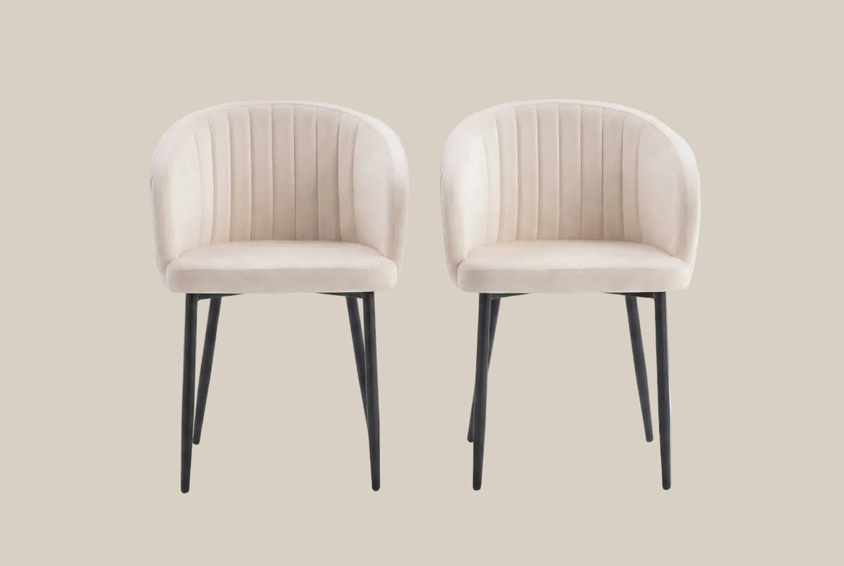 Wolvercote — Chaise avec accoudoirs en simili cuir beige, piètement métal noir — vue 4