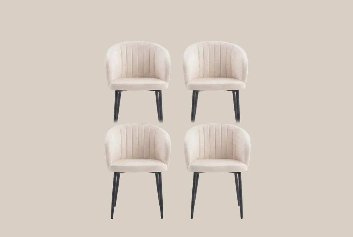 Wolvercote — Chaise avec accoudoirs en simili cuir beige, piètement métal noir — vue 5