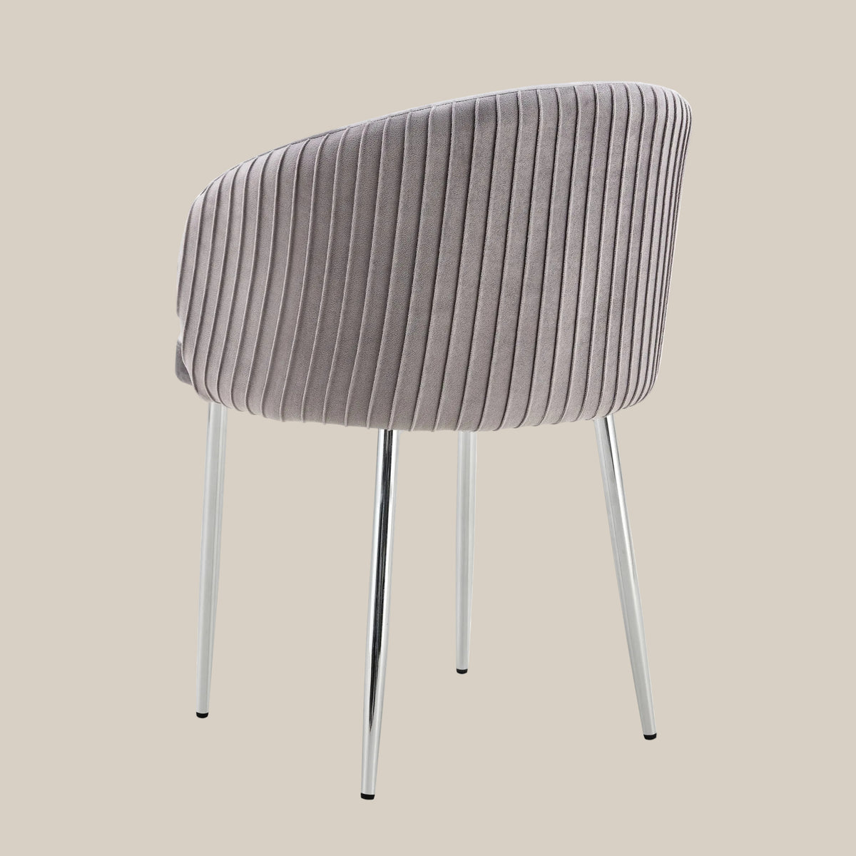 Wolvercote — Chaise avec accoudoirs en simili cuir gris, piètement chromé — vue 3