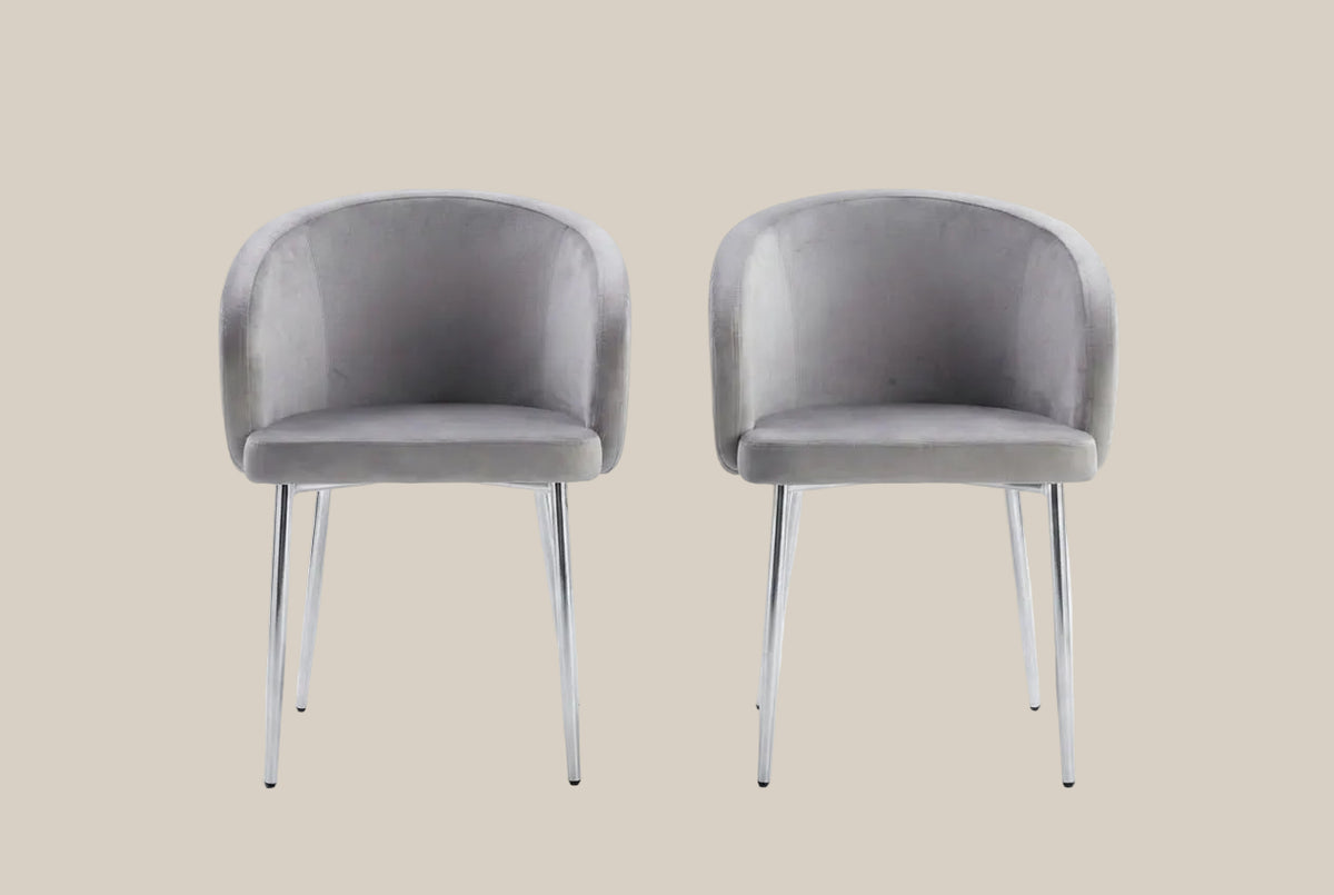 Wolvercote — Chaise avec accoudoirs en simili cuir gris, piètement chromé — vue 4