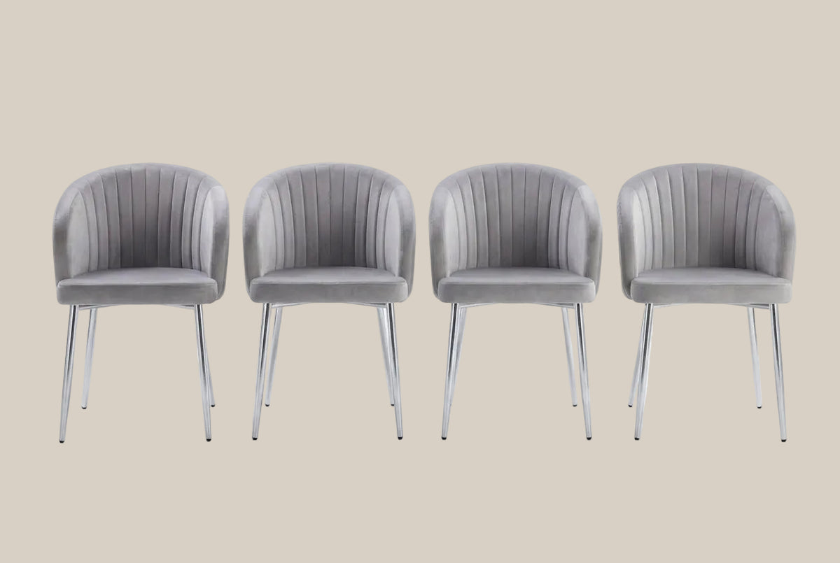 Wolvercote — Chaise avec accoudoirs en simili cuir gris, piètement chromé — vue 5