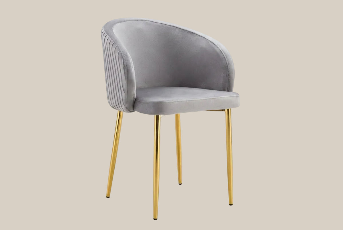 Wolvercote — Chaise avec accoudoirs en simili cuir gris, piètement gold — vue 2