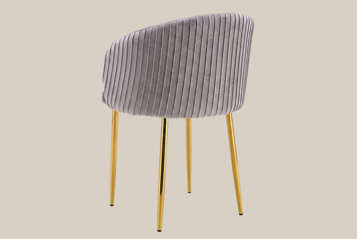 Wolvercote — Chaise avec accoudoirs en simili cuir gris, piètement gold — vue 3