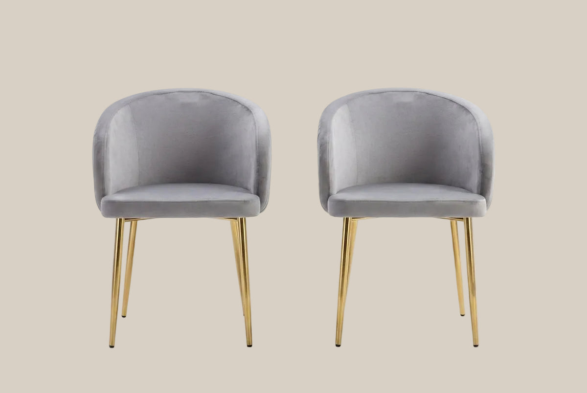 Wolvercote — Chaise avec accoudoirs en simili cuir gris, piètement gold — vue 4