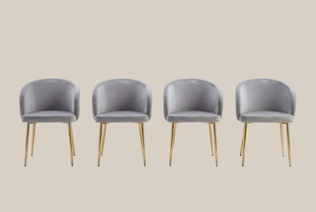 Wolvercote — Chaise avec accoudoirs en simili cuir gris, piètement gold — vue 5
