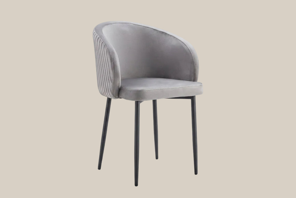 Wolvercote — Chaise avec accoudoirs en simili cuir gris, piètement métal noir — vue 2