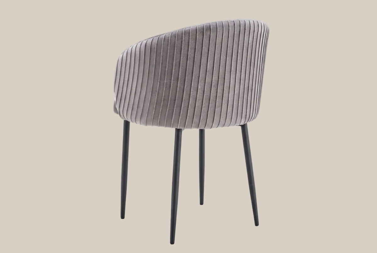 Wolvercote — Chaise avec accoudoirs en simili cuir gris, piètement métal noir — vue 3
