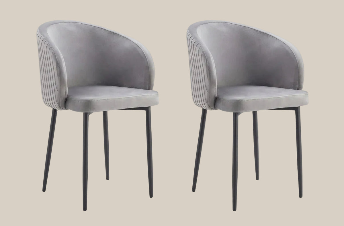 Wolvercote — Chaise avec accoudoirs en simili cuir gris, piètement métal noir — vue 4