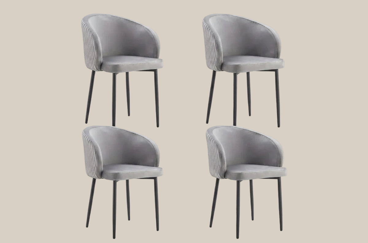 Wolvercote — Chaise avec accoudoirs en simili cuir gris, piètement métal noir — vue 5