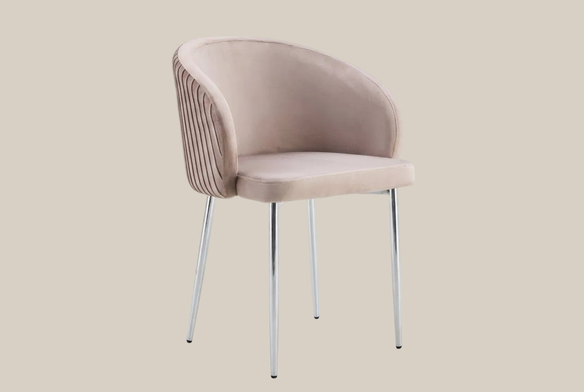 Wolvercote — Chaise avec accoudoirs en simili cuir moka, piètement chromé — vue 2