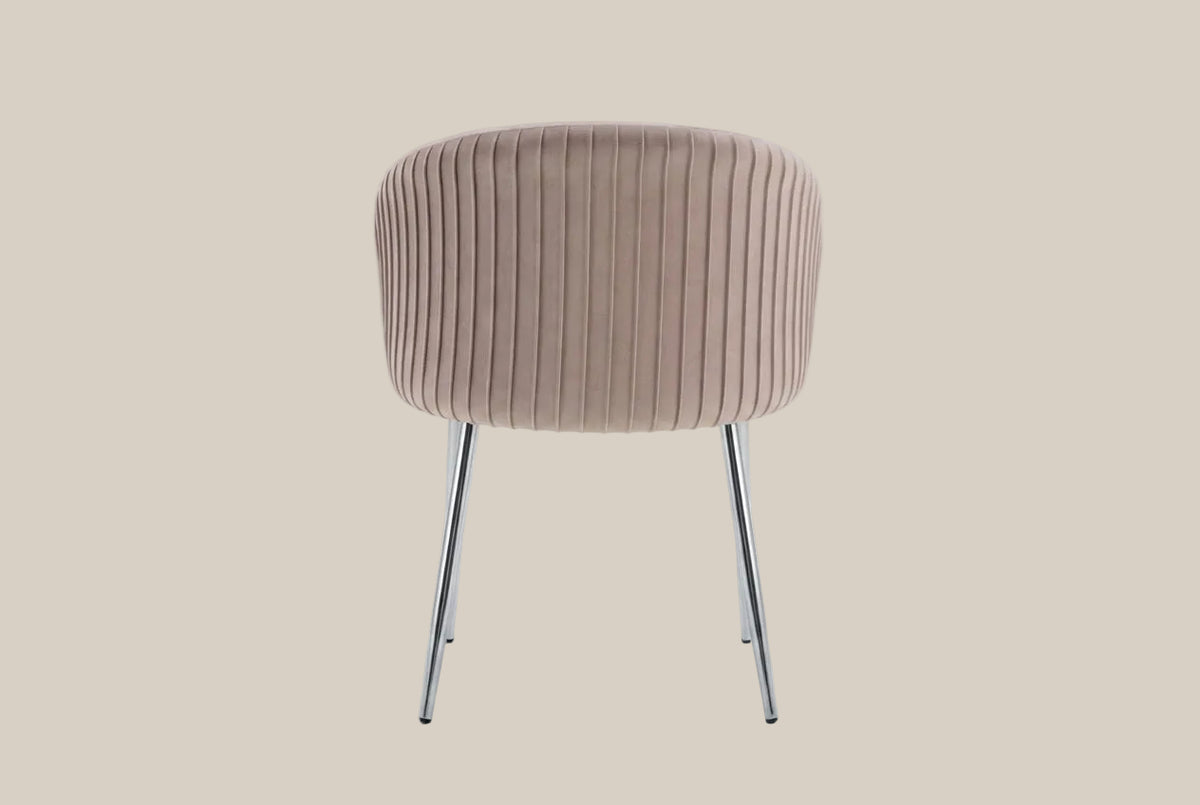 Wolvercote — Chaise avec accoudoirs en simili cuir moka, piètement chromé — vue 3
