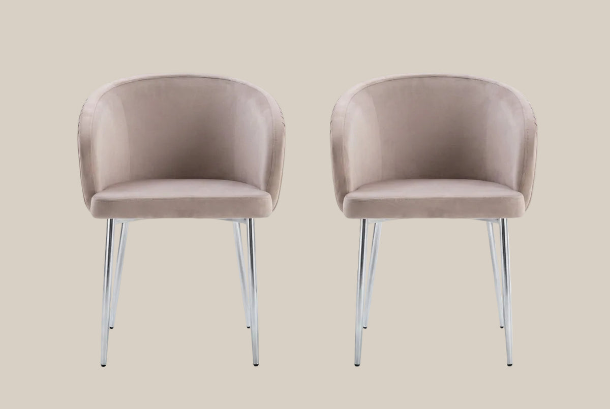 Wolvercote — Chaise avec accoudoirs en simili cuir moka, piètement chromé — vue 4