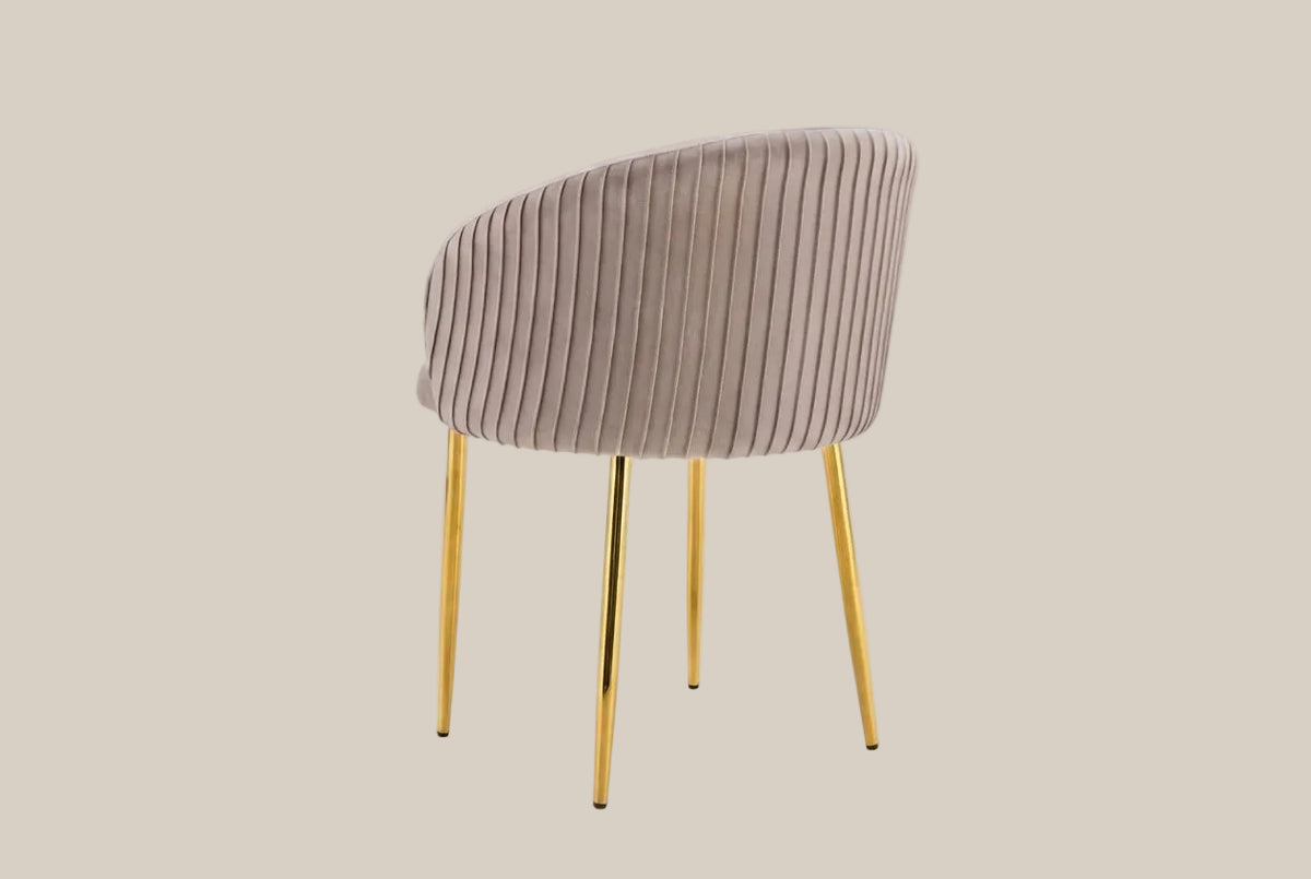 Wolvercote — Chaise avec accoudoirs en simili cuir moka, piètement gold — vue 3