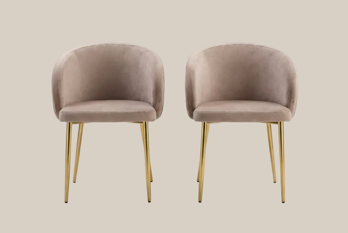 Wolvercote — Chaise avec accoudoirs en simili cuir moka, piètement gold — vue 4