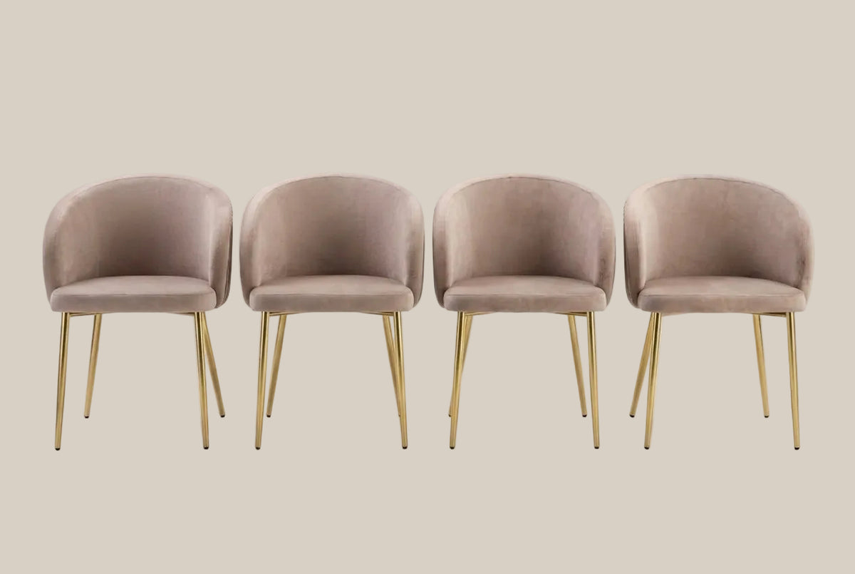 Wolvercote — Chaise avec accoudoirs en simili cuir moka, piètement gold — vue 5