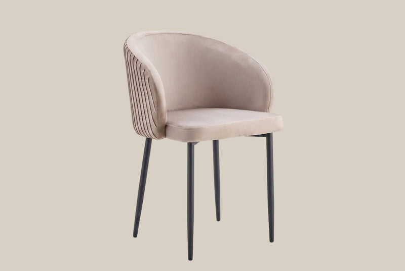 Wolvercote — Chaise avec accoudoirs en simili cuir moka, piètement métal noir