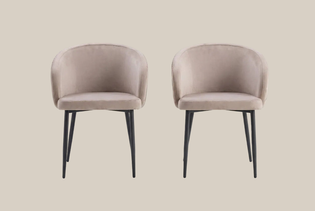 Wolvercote — Chaise avec accoudoirs en simili cuir moka, piètement métal noir — vue 3