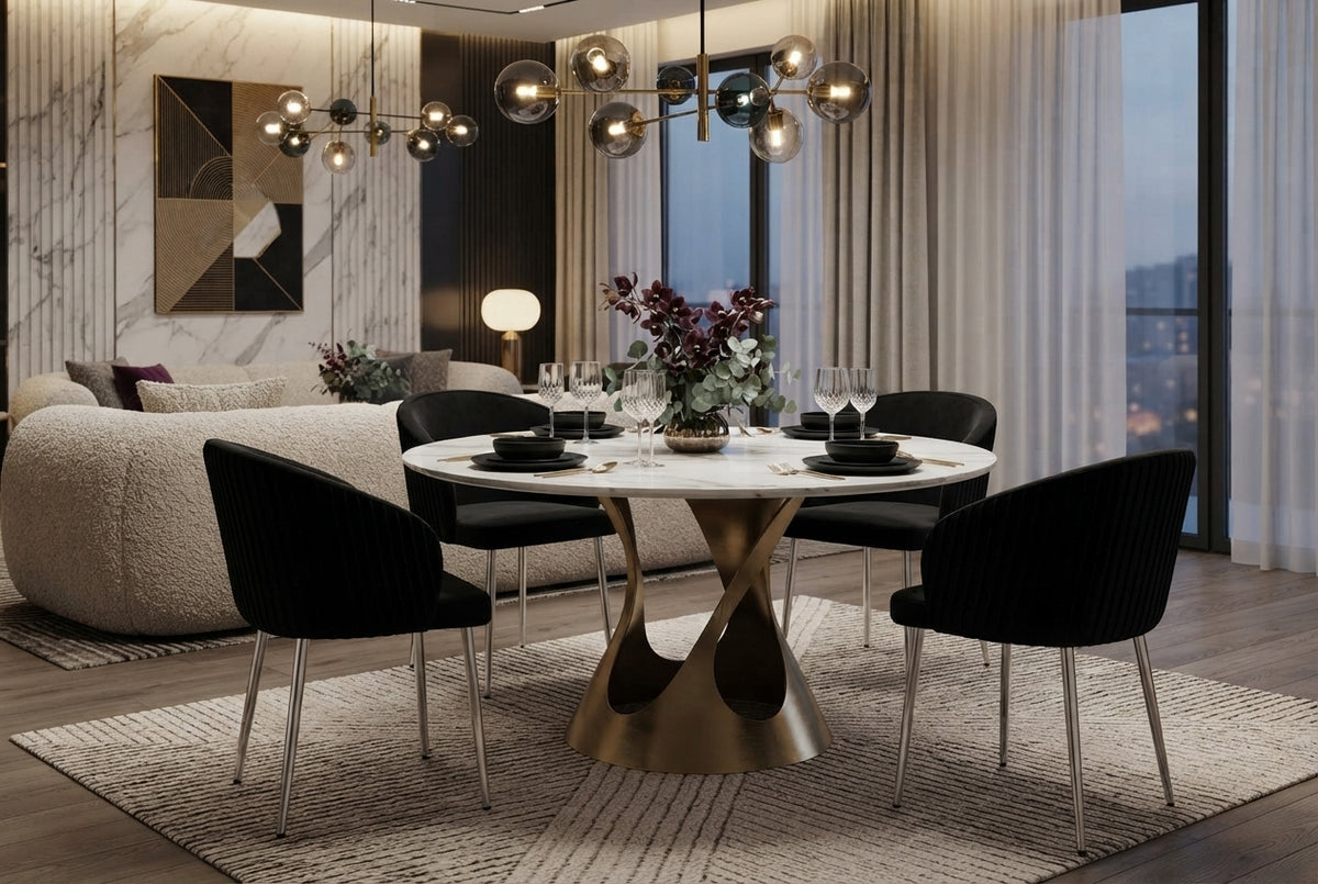 Wolvercote — Chaise avec accoudoirs en simili cuir noir, piètement chromé — vue 1