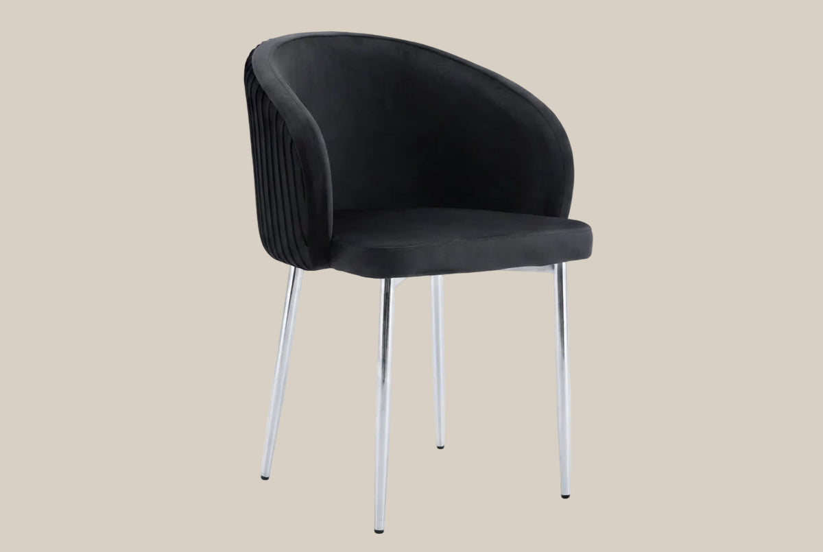 Wolvercote — Chaise avec accoudoirs en simili cuir noir, piètement chromé — vue 2