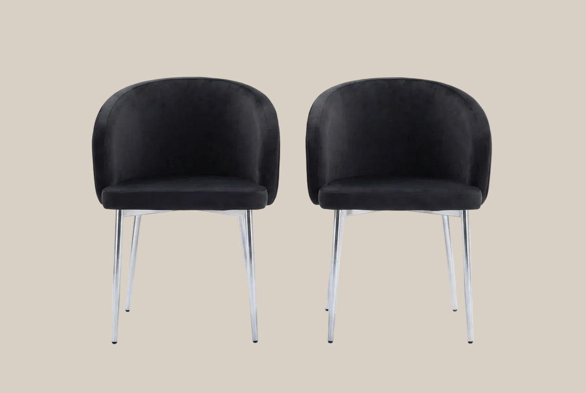Wolvercote — Chaise avec accoudoirs en simili cuir noir, piètement chromé — vue 4