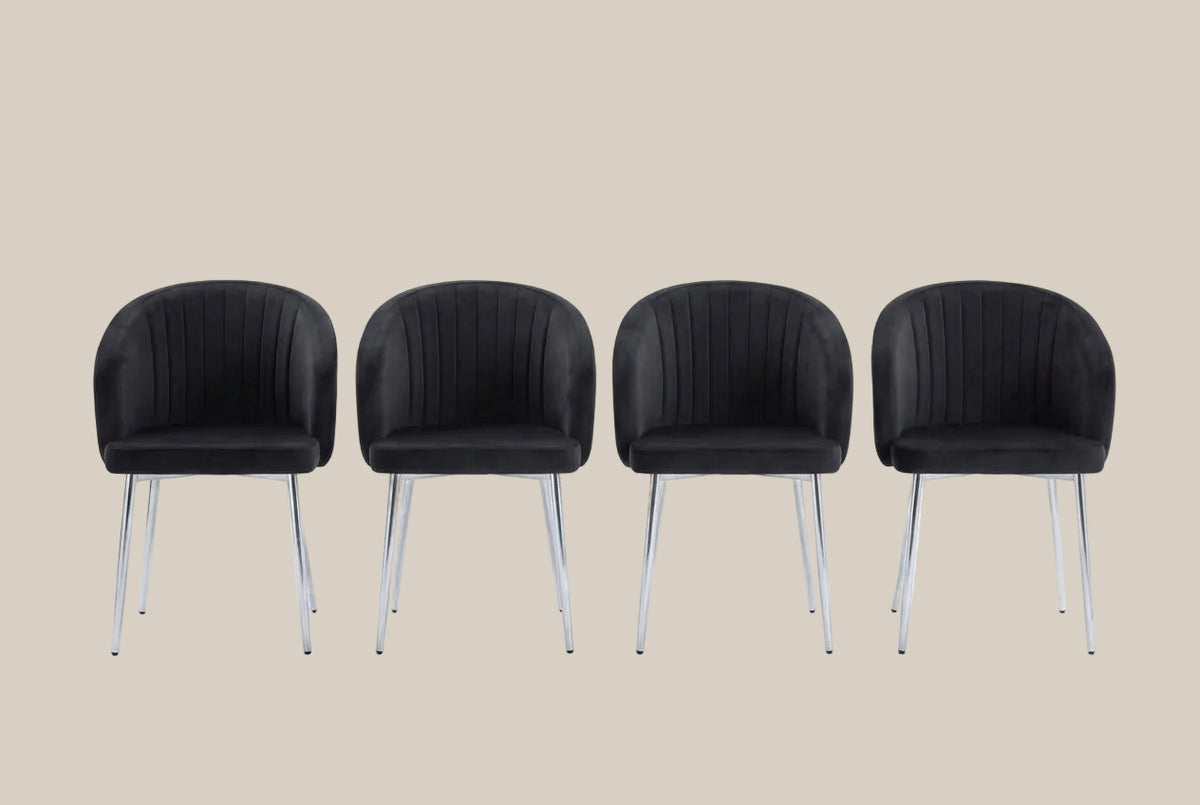 Wolvercote — Chaise avec accoudoirs en simili cuir noir, piètement chromé — vue 5