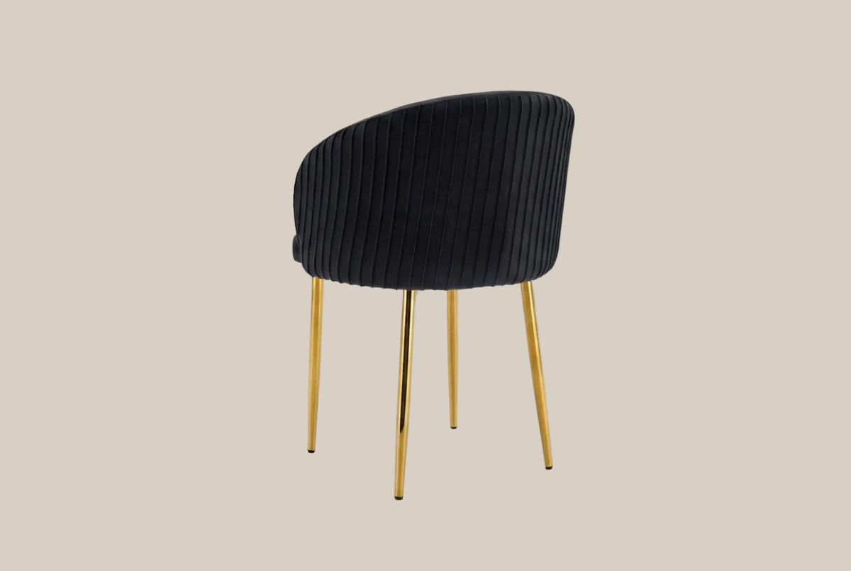 Wolvercote — Chaise avec accoudoirs en simili cuir noir, piètement gold — vue 3