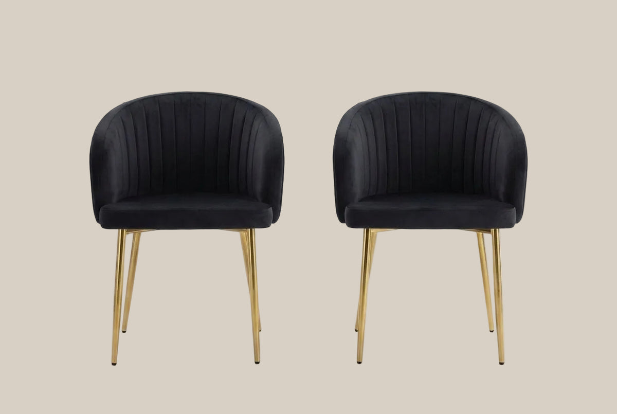 Wolvercote — Chaise avec accoudoirs en simili cuir noir, piètement gold — vue 4