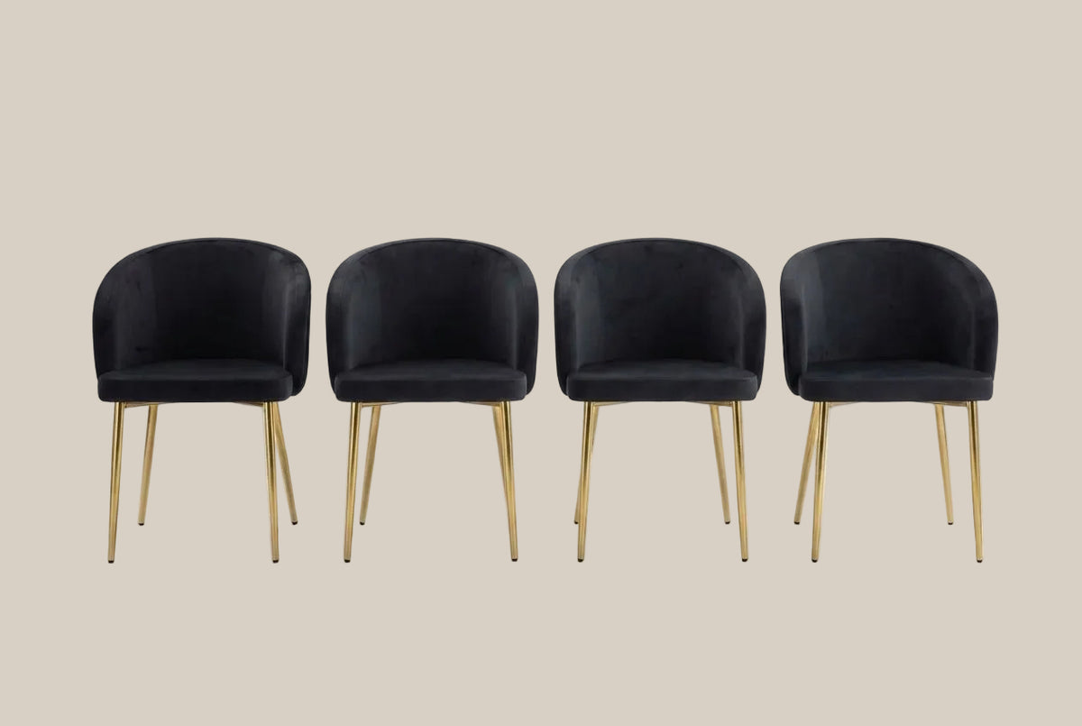 Wolvercote — Chaise avec accoudoirs en simili cuir noir, piètement gold — vue 5