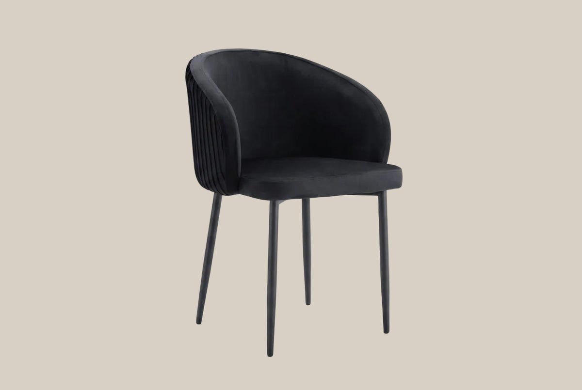Wolvercote — Chaise avec accoudoirs en simili cuir noir, piètement métal noir — vue 2