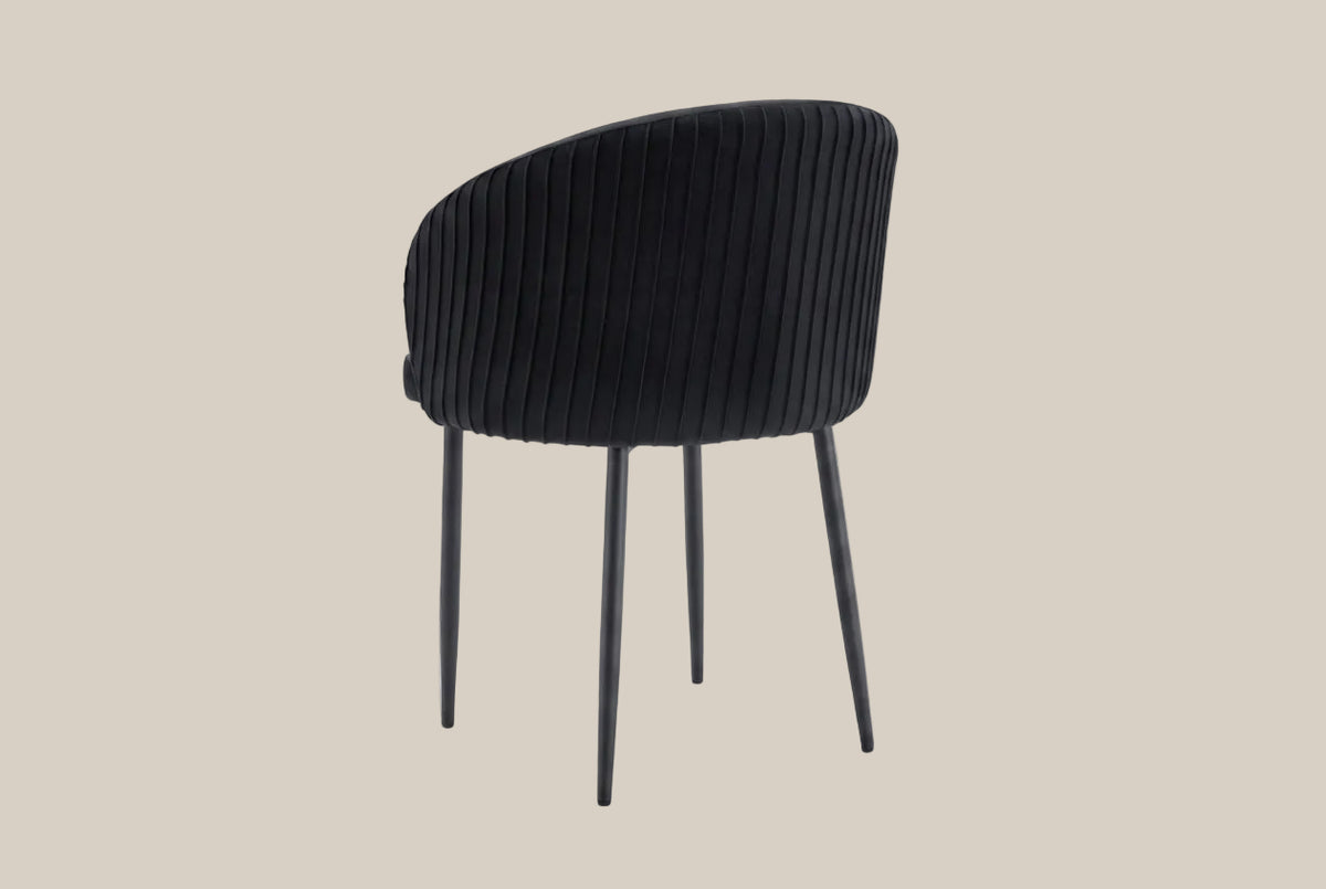 Wolvercote — Chaise avec accoudoirs en simili cuir noir, piètement métal noir — vue 3