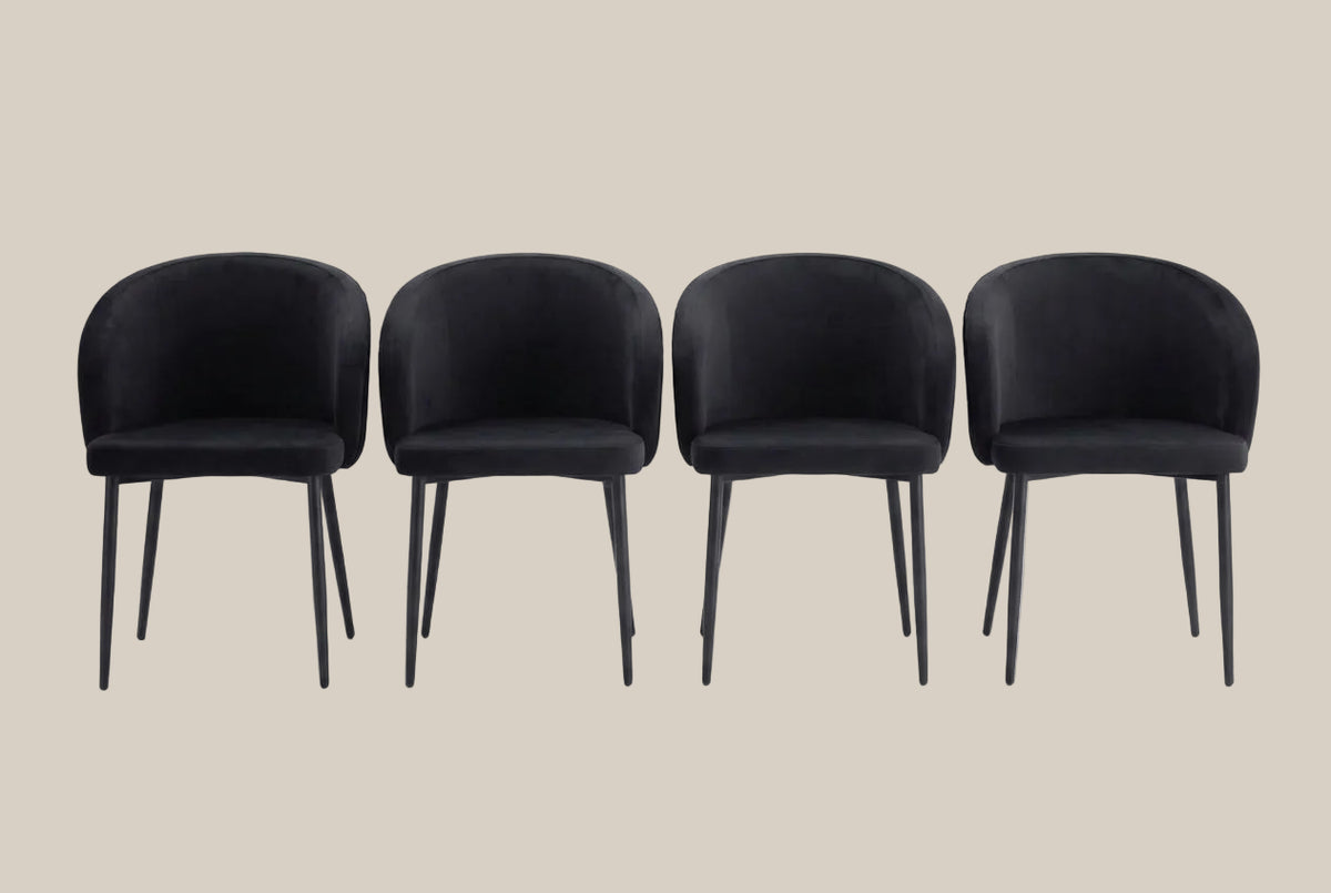 Wolvercote — Chaise avec accoudoirs en simili cuir noir, piètement métal noir — vue 5