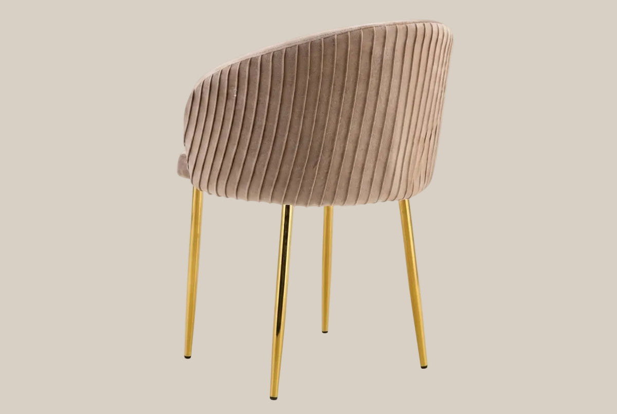 Wolvercote — Chaise avec accoudoirs en simili cuir taupe, piètement gold — vue 3