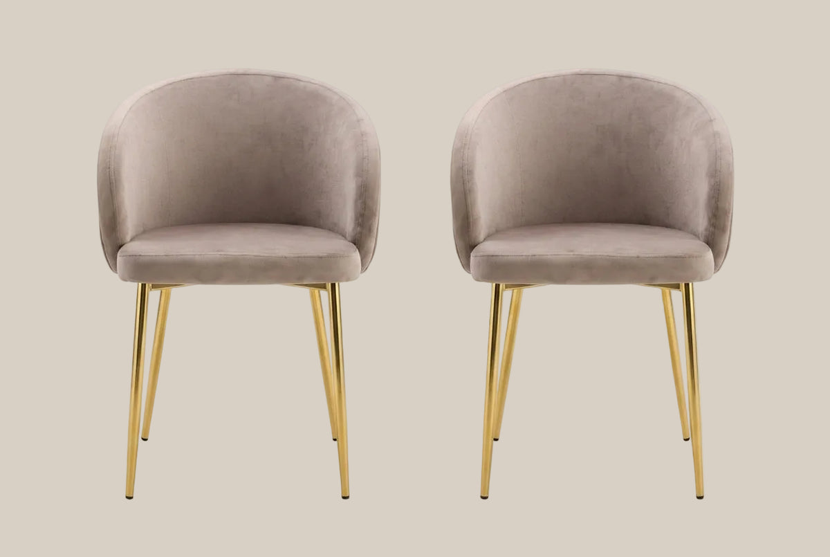 Wolvercote — Chaise avec accoudoirs en simili cuir taupe, piètement gold — vue 4